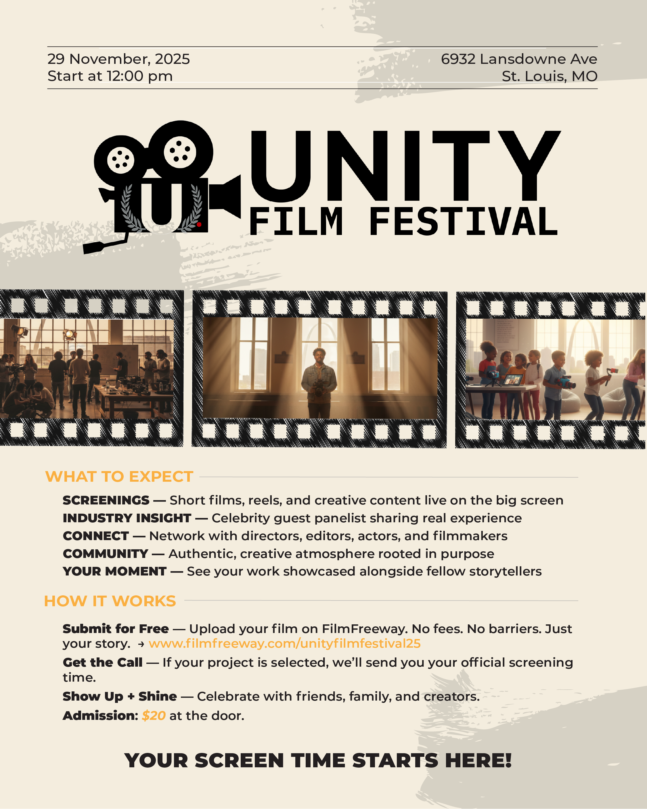 Unity Film Festival social graphic light theme